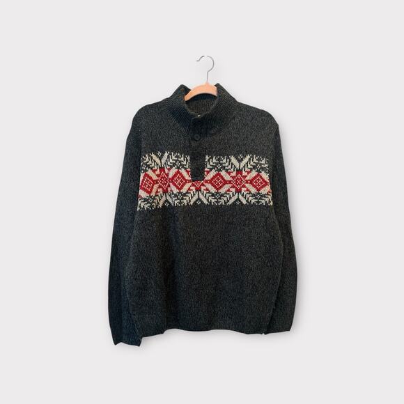 Oscar De Larenta Oversized 3/4 Button Pullover Oversized Fisherman Sweater XL - Picture 11 of 14